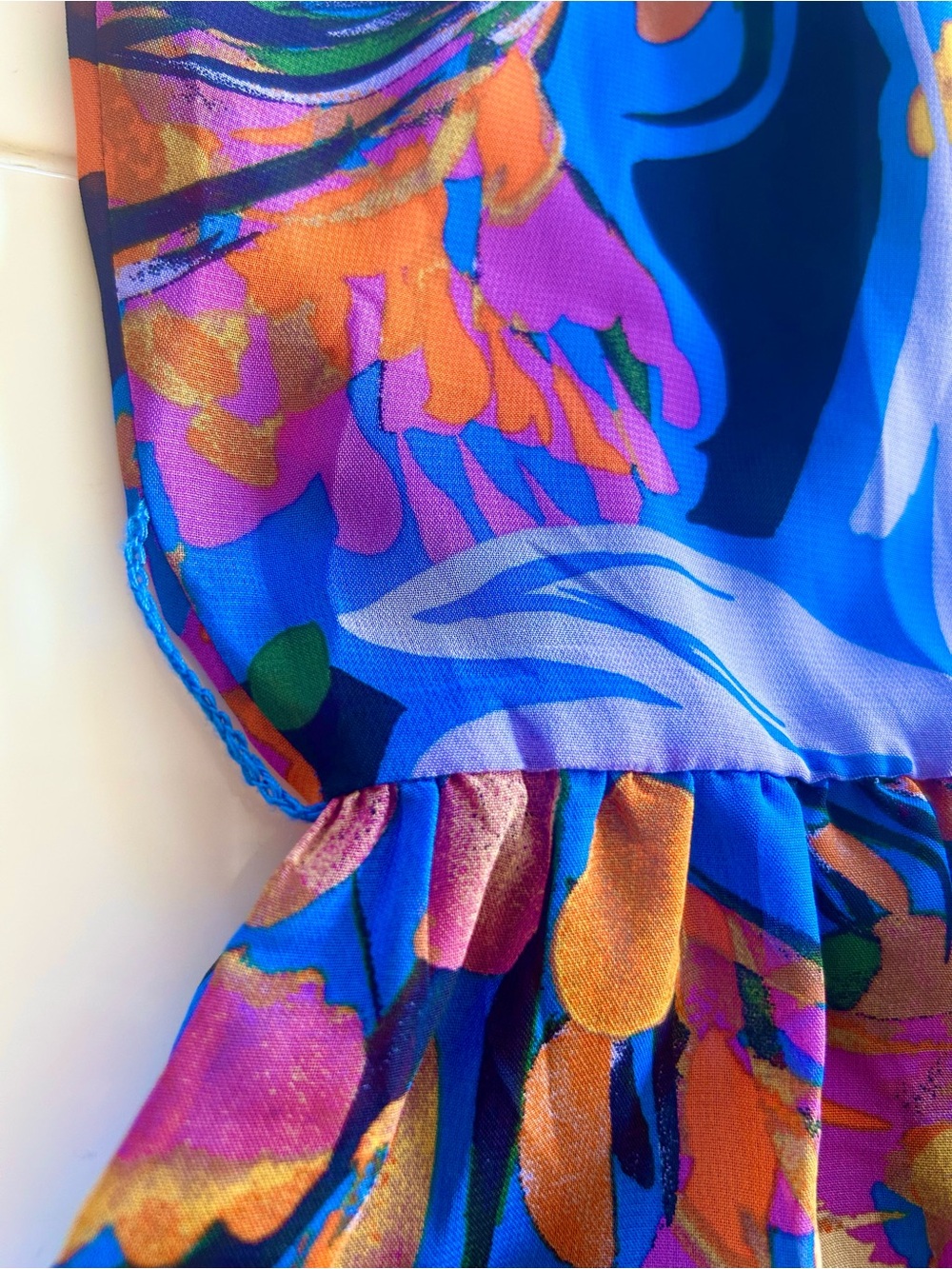 NWT Signature by Robbie Bee Vibrant Blue Multicolor Lined Chiffon Midi Dress 8P - Picture 6 of 10